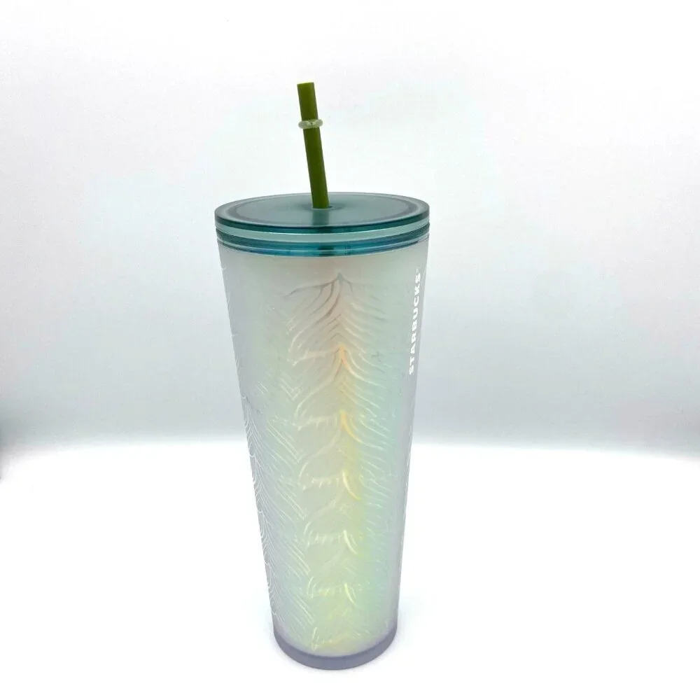 Starbucks Frosted Sirens Mermaid Tail Green Iridescent 24oz‎ Cold Cup